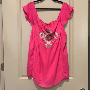 HOT PINK. Embroidered Dress. Size S.